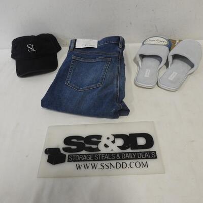 Dearfoams Slippers, Loft High Waist Skinny 27 Size 4 Jeans, Seint Hat - New