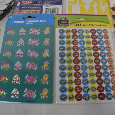 Party Supplies Lot: Stickers, Fan, Confetti, Garland, Plates - New
