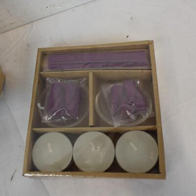 36 Pack Candles, 3 Pillar Candles, Small Purple Candle Pack - New
