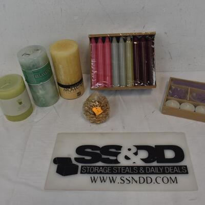 36 Pack Candles, 3 Pillar Candles, Small Purple Candle Pack - New