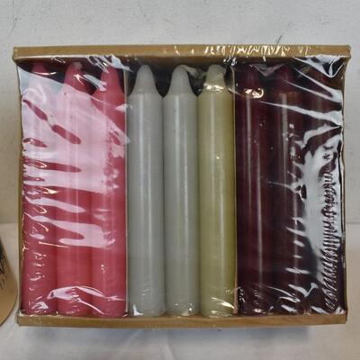 36 Pack Candles, 3 Pillar Candles, Small Purple Candle Pack - New