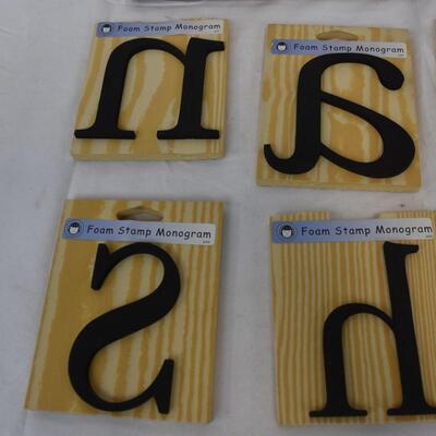 11 Foam Stamp Monogram Miscellaneous Alphabet Letters, 1 Angel Stamp - New