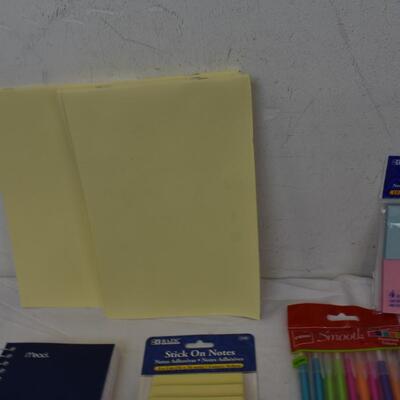 Pack of Pencils, Highlighters, and Paper, Notebook, Sticky Notes - New