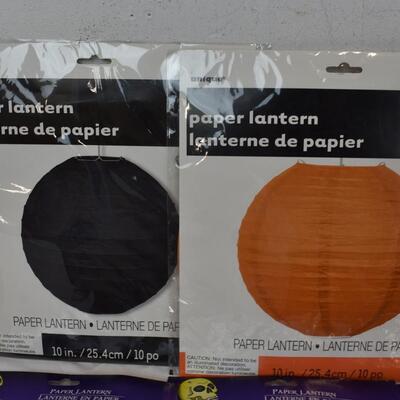 8 Paper Lantern: 2 Black Lantern, 1 Orange Lantern, 5 Skull Lanterns - New