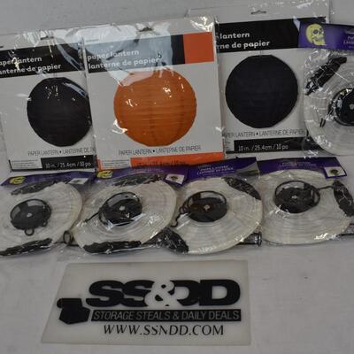 8 Paper Lantern: 2 Black Lantern, 1 Orange Lantern, 5 Skull Lanterns - New