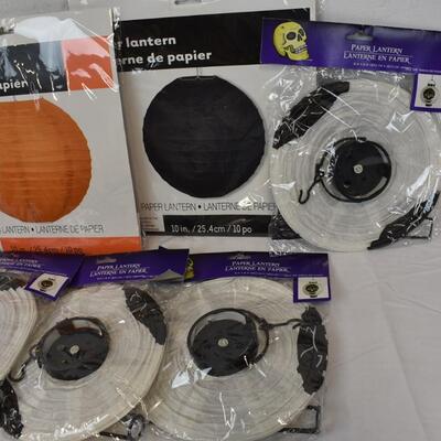 8 Paper Lantern: 2 Black Lantern, 1 Orange Lantern, 5 Skull Lanterns - New