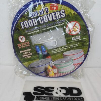 Set of 3 Food Covers. Collapsible for Easy Storage. 3 Sizes - New