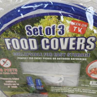Set of 3 Food Covers. Collapsible for Easy Storage. 3 Sizes - New
