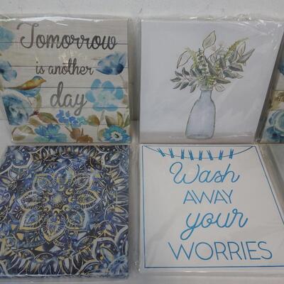 6 pc Canvas Art Prints 8" x 8" "Tomorrow is Another Day" - New