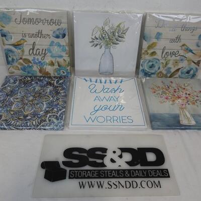 6 pc Canvas Art Prints 8" x 8" "Tomorrow is Another Day" - New