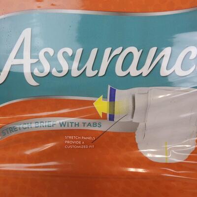 Assurance Stretch Briefs with Tabs Unisex L/XL Qty 32 - New