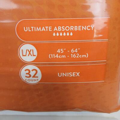 Assurance Stretch Briefs with Tabs Unisex L/XL Qty 32 - New