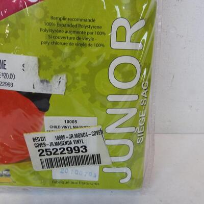Bean Bag Factory Junior Size (requires 1 bag of beans) Bright Pink - New