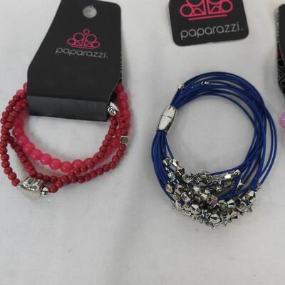6 Bracelets by Paparazzi: Wrap, Pink, Blue, Purple - New
