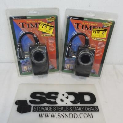 Qty 2 Outdoor Timers with 6 Settings - New