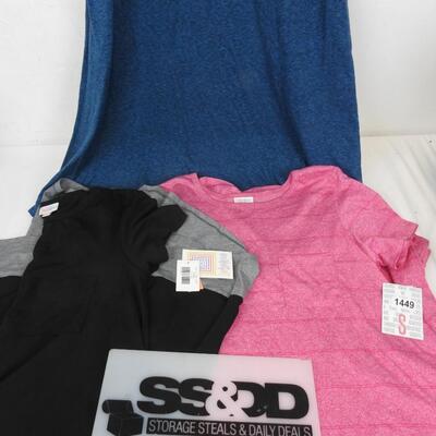 3 pc LuLaRoe Carly Dresses: Black/Gray & Pink Stripe sz Small. Teal Medium - New