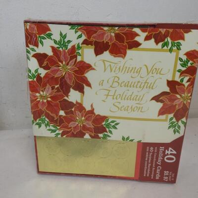 Christmas Greeting Cards w/ Envelopes, qty 70. Small Gift Bag Totes Qty 4 - New