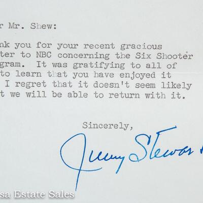 ACTOR JIMMY STEWART - PERSONAL SIGNED LETTER
