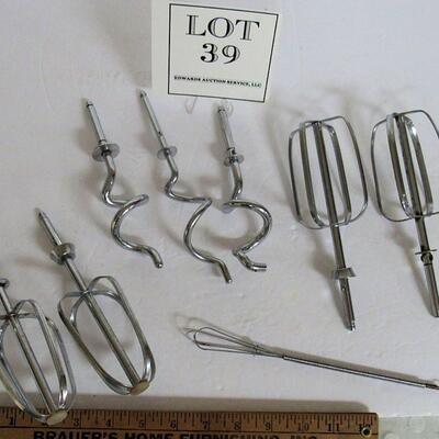 Lot of Beater and Dough Hook Attachments and a Tiny Wisk