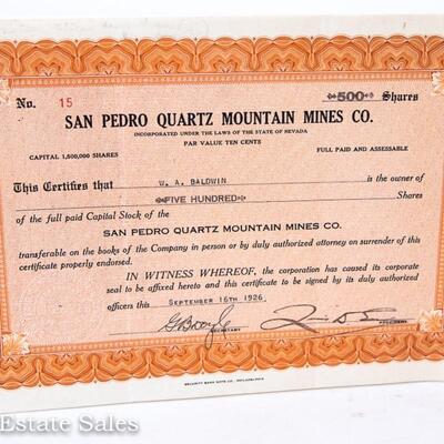 VINTAGE STOCK CERTIFICATE
