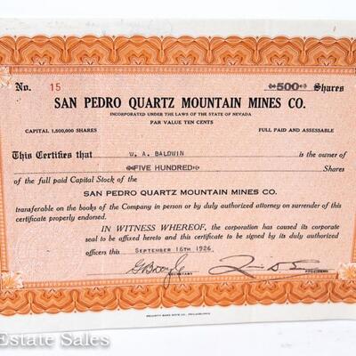 VINTAGE STOCK CERTIFICATE