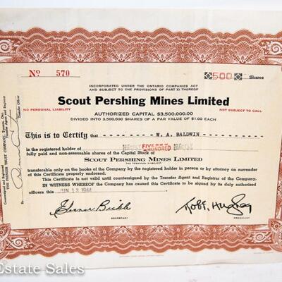 VINTAGE STOCK CERTIFICATE