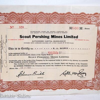VINTAGE STOCK CERTIFICATE
