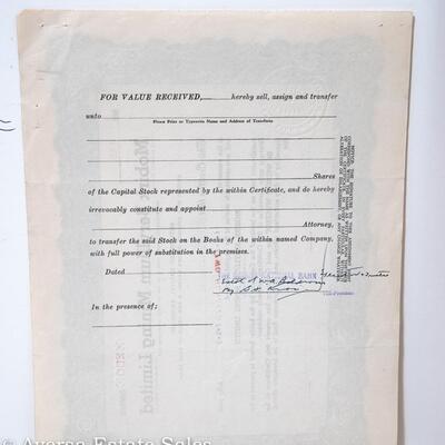 VINTAGE STOCK CERTIFICATE