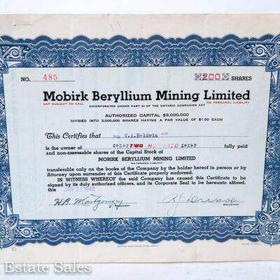 VINTAGE STOCK CERTIFICATE