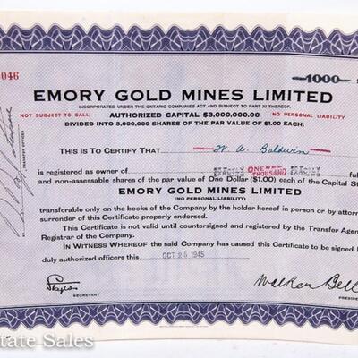 VINTAGE STOCK CERTIFICATE