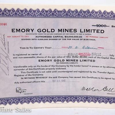 VINTAGE STOCK CERTIFICATE