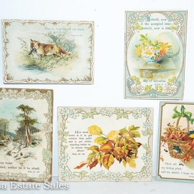 FIVE - VINTAGE SCRIPTURE CARDS