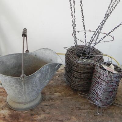 LOT 47  GALVANIZED BUCKET AND BARB WIRE