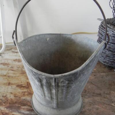 LOT 47  GALVANIZED BUCKET AND BARB WIRE