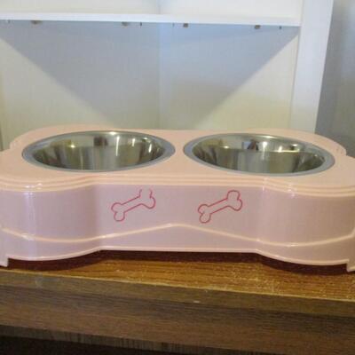 Pink Double bowl Cat/Dog Feeder