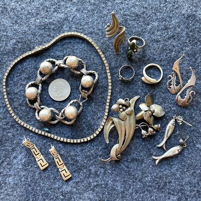 Lot 236 Group Sterling Silver Jewelry Bracelet Rings Earrings