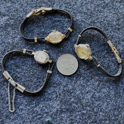 Lot 240 Vintage 3 Ladies Wrist Watches 2 Gold Filled Cord Bands