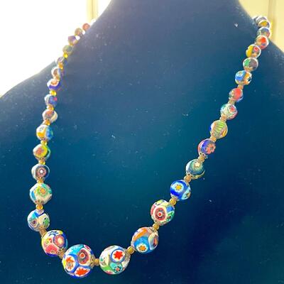 Lot 245 Strand Millieflori Glass Beads Graduated Size