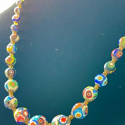 Lot 245 Strand Millieflori Glass Beads Graduated Size