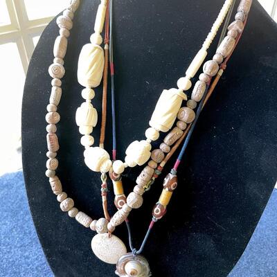 Lot 251 Group 4 Boho Ethnic Tribal Necklaces Clay Stone Bone Trade Beads