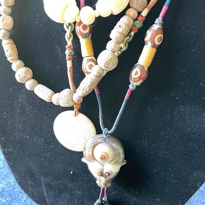 Lot 251 Group 4 Boho Ethnic Tribal Necklaces Clay Stone Bone Trade Beads
