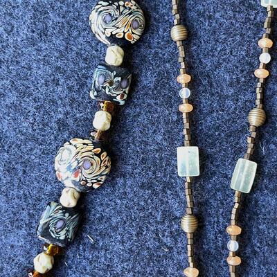 Lot 254 Pair Necklaces (2) Made of Stone Beads & Metal 12