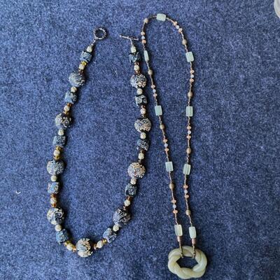 Lot 254 Pair Necklaces (2) Made of Stone Beads & Metal 12
