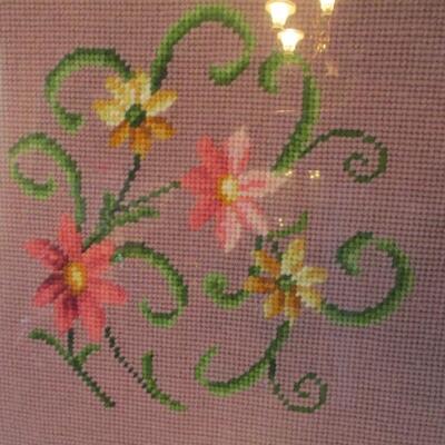 Needlework Flower Design Wall Hanging 18 1/2