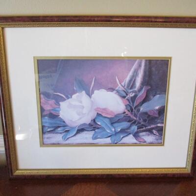 Framed & Matted Floral Picture 21 1/2