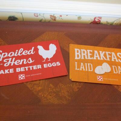 Feed Greatness Tin Chicken & Egg Signs