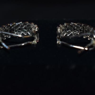 Silver leaf hoop earrings