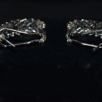 Silver leaf hoop earrings