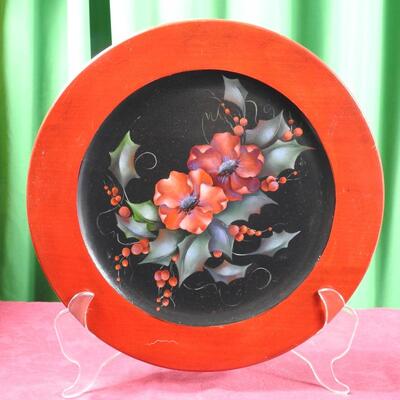 Floral wood charger