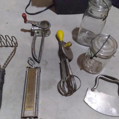 LOT 99  VINTAGE COOKING UTENSIL'S & JARS
